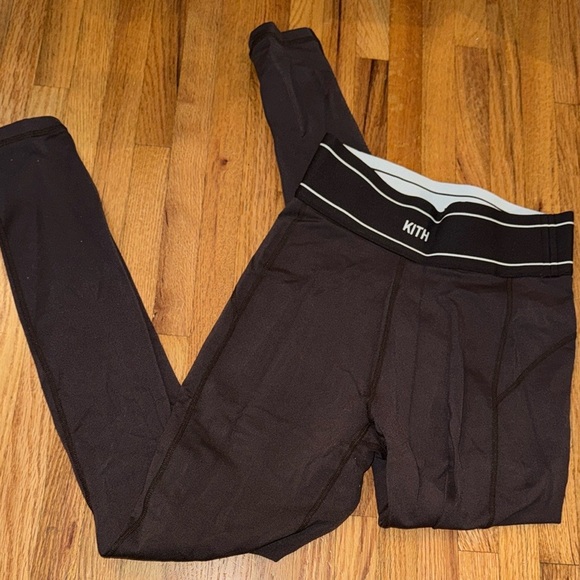 Kith Black Athletic Leggings with Striped Waistband - Picture 1 of 3